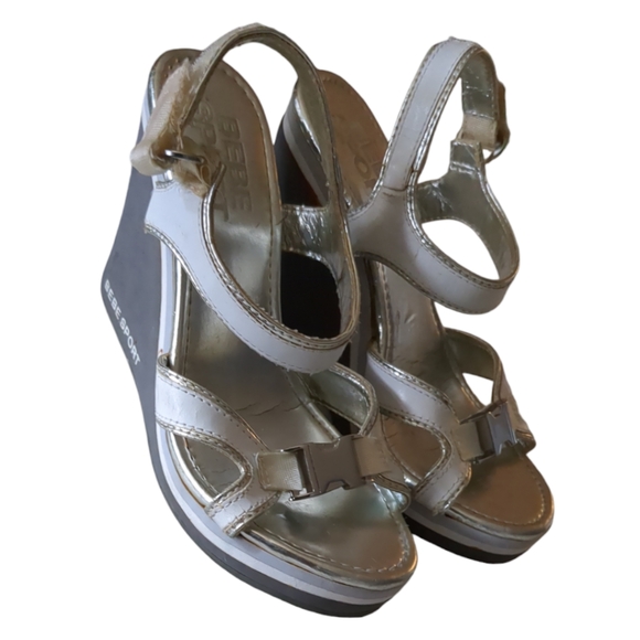 BEBE Sport White and Grey Platform Size 7 - Picture 5 of 13